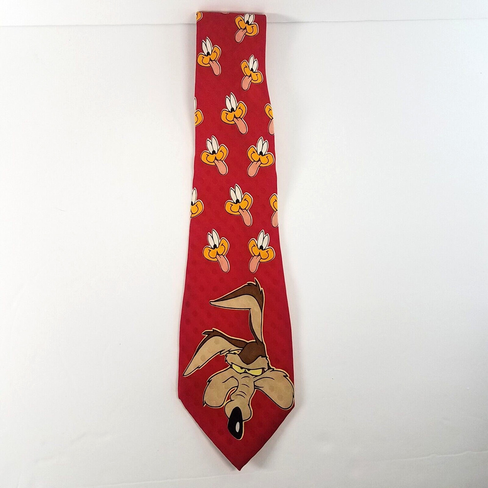VTG 1996 Wile E Coyote Warner Brothers Six Flags Exclusive Necktie Tie Silk
